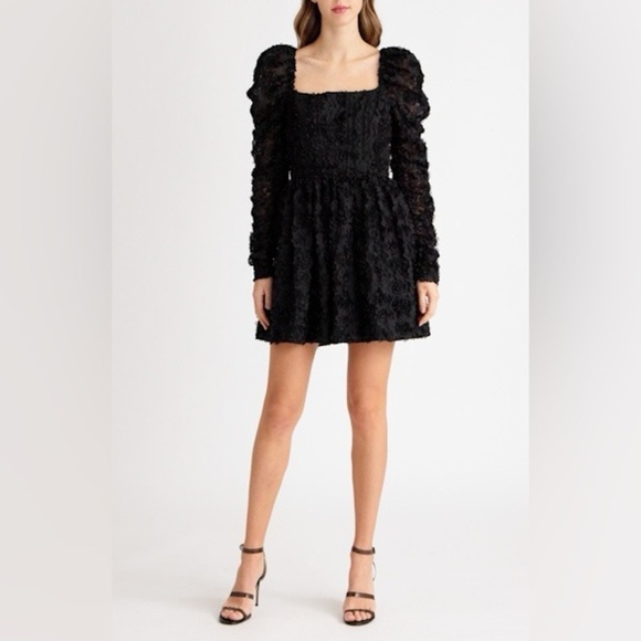 BLACK HALO Alister Floral Lace Long Sleeve Babydoll Minidress sz XS-S - Picture 4 of 16